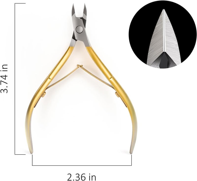 cmetta Cuticle Nipper, Polished Coated Durable Trimmer, Nail Clipper with Fine Edge, Comfort Grip Cuticle Cutter and Remover Tool Kit for Nail Care (Yellow+Blue 2-PACK) - Image 2